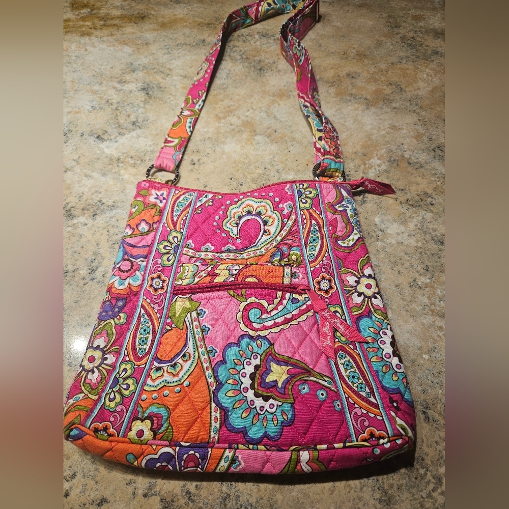 Vibrant Pink Paisley Crossbody Bag